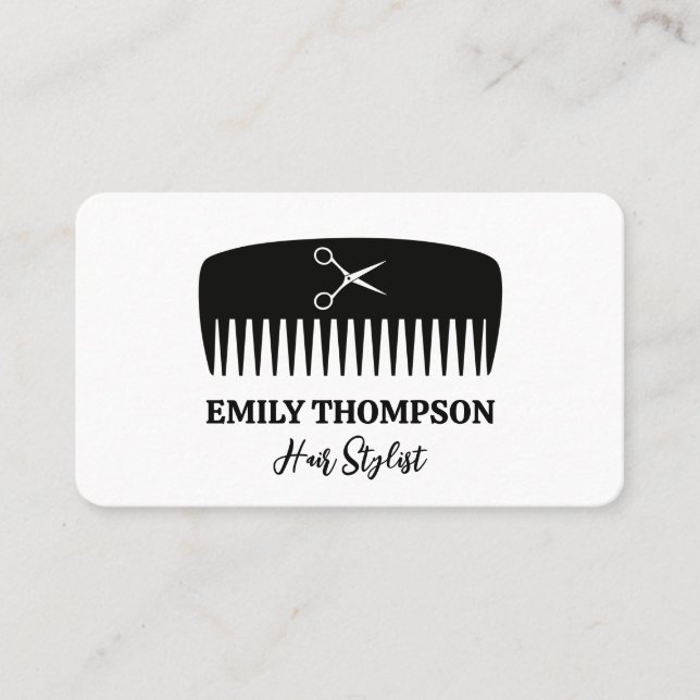 Kamm | Scheren-Logo | Hair Stylist Visitenkarte (Vorderseite)
