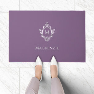 Kamm Staubig Lila Elegantes Monogramm Anfangsbuchs Fußmatte