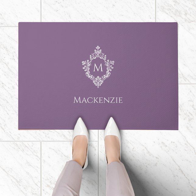 Kamm Staubig Lila Elegantes Monogramm Anfangsbuchs Fußmatte (Von Creator hochgeladen)