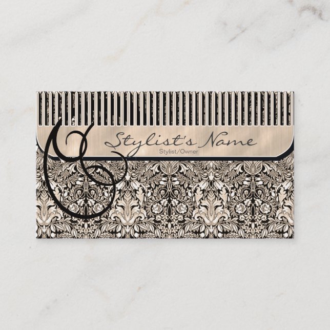 Kamm und Rollen Damask ID319 Terminkarte (Vorderseite)