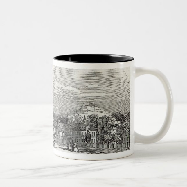 Kammgarn-stoff, graviert von W.J. Linton Zweifarbige Tasse (Rechts)