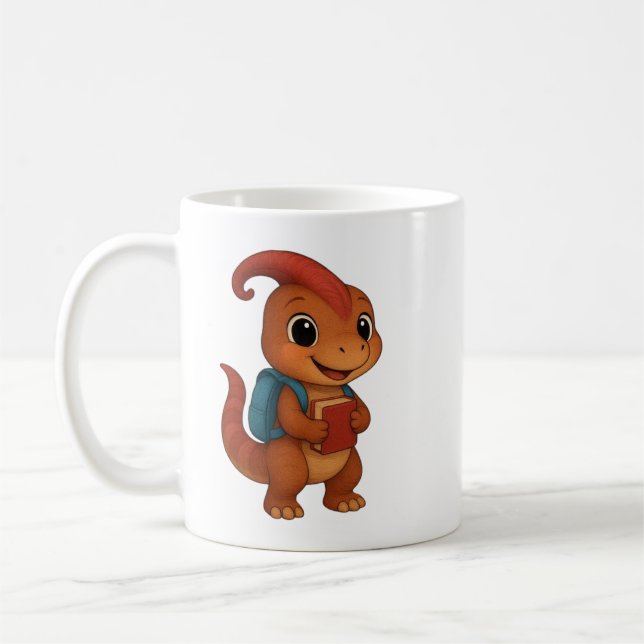 Kammli geht zur Schule – Dino mit Rucksack Kaffeetasse (Links)