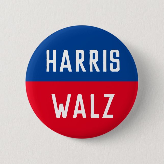 Kampagne "Blue and Red Harris Walz" Button (Vorderseite)