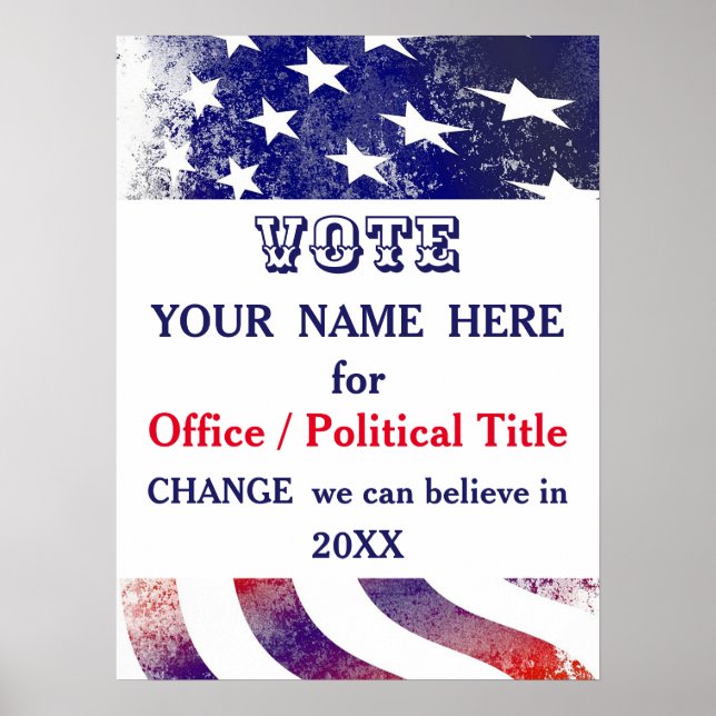 Kampagne des Präsidenten der USA "Flag Political P Poster (Vorne)
