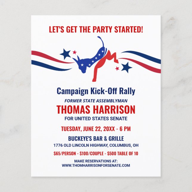 Kampagne zur politischen Fundraising Kickoff-Demok (Vorderseite)