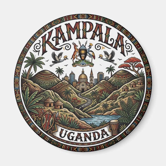Kampala Sieben Hügel Uganda Magnet (Vorne)
