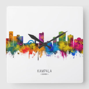 Kampala Skyline Quadratische Wanduhr