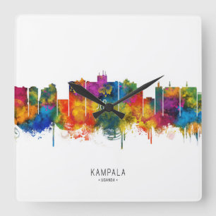 Kampala Uganda Skyline Quadratische Wanduhr