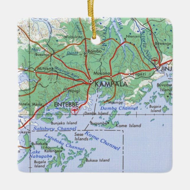 Kampala Uganda Vintage Karte Keramikornament (Vorderseite)
