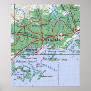 Kampala Uganda Vintage Karte Poster