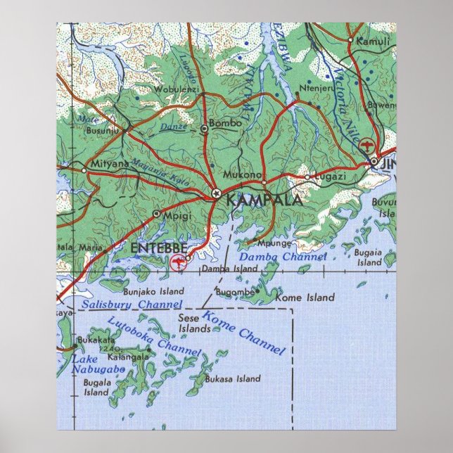 Kampala Uganda Vintage Karte Poster (Vorne)