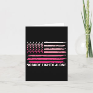 Kampf allein Brustkrebs USA Flagge Rosa Band Karte