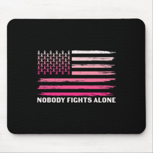 Kampf allein Brustkrebs USA Flagge Rosa Band Mousepad
