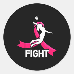 Kampf Brustkrebs Volleyball Pink Ribbon Awarene Runder Aufkleber