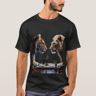 Kampf der Könige: Tiger vs Löwe Schachduell" T-Shirt