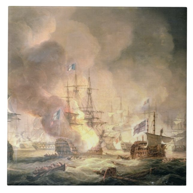 Kampf des Nils, am 1. August 1798 an 10pm, 1834 Fliese (Vorderseite)