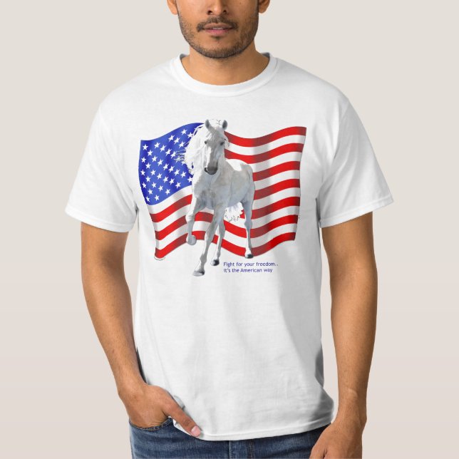 Kampf für Freiheits-weißes Pferd T-Shirt (Vorderseite)