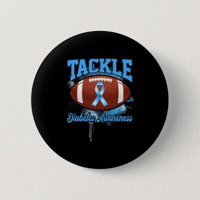 Kampf Fußball Blue Ribbon Diabetes Bewusstsein Button (Vorderseite)
