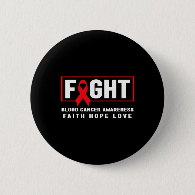 Kampf gegen Blutkrebs - Rotes Band  Button (Vorderseite)