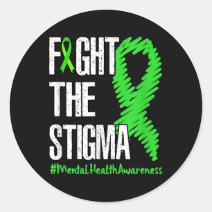 Kampf gegen die Stigma Green Ribbon Mental Health Runder Aufkleber