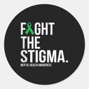 Kampf gegen die Stigma Green Ribbon Mental Health Runder Aufkleber