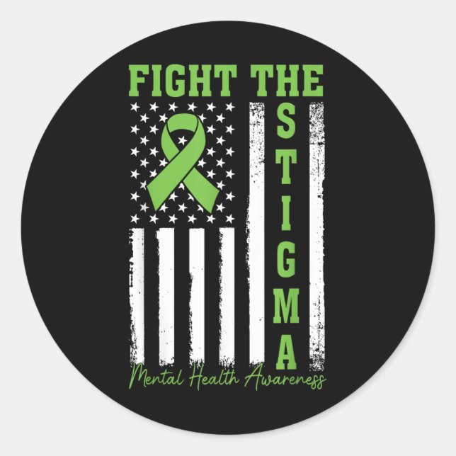 Kampf gegen die Stigma Mental Health Awareness US  Runder Aufkleber (Vorderseite)