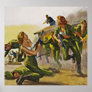 Kampf gegen Frauen in ihren Bras Poster