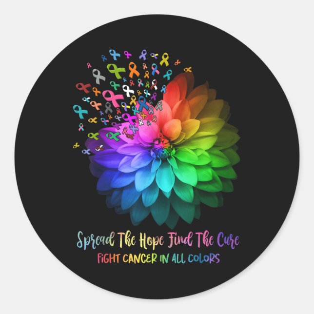 Kampf gegen Krebs in allen Farben verbreiten die H Runder Aufkleber (Vorderseite)