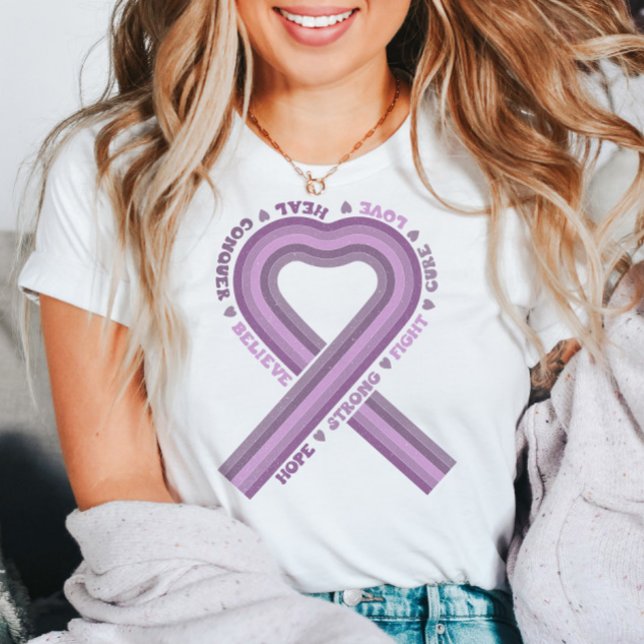 Kampf gegen Krebs Lila Bewusstsein Ribbon Krieger  T-Shirt (Von Creator hochgeladen)