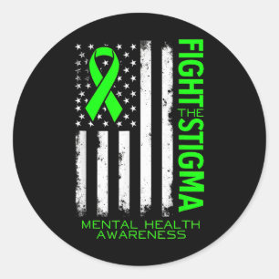 Kampf gegen Stigma Mental Health Awareness Ribbon  Runder Aufkleber
