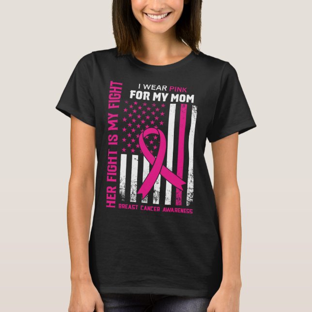 Kampf ist mein Kampf Ich trage rosa Mama Brustkreb T-Shirt (Vorderseite)