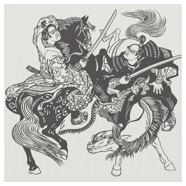 Kampf japanischer Samurai-Krieger Fabric Stoff (Nahaufnahme)