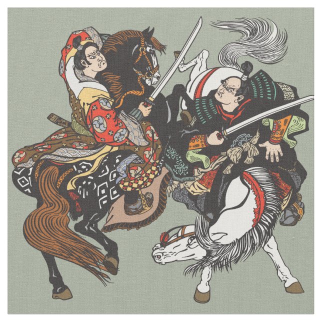 Kampf japanischer Samurai-Krieger Stoff (Nahaufnahme)