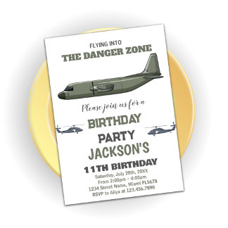 Kampf Jet Birthday Einladungen Grün Dunkel