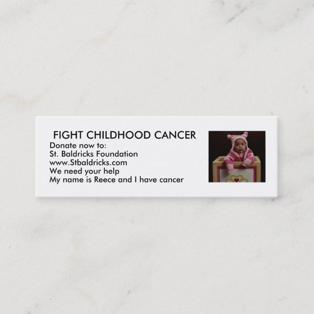 Kampf-Kindheits-Krebs Mini Visitenkarte (Vorderseite)