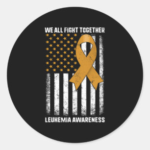 Kampf Leukämie Bewusstsein Orange Ribbon USA Flag Runder Aufkleber