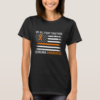 Kampf Leukämie Bewusstsein Orange Ribbon Usa Flagg T-Shirt
