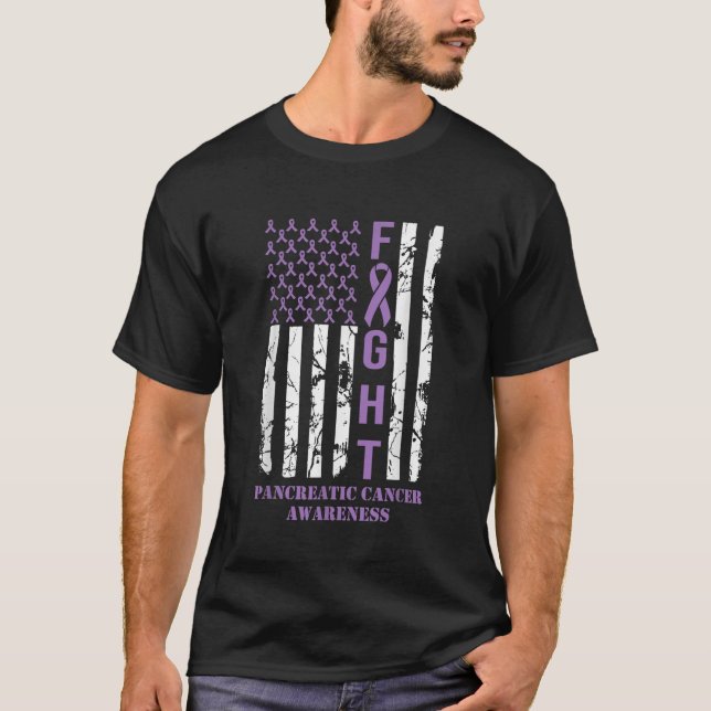 Kampf Lila Flachbandunterstützung Bauchspeicheldrü T-Shirt (Vorderseite)