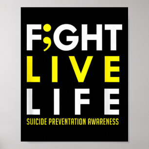 Kampf Live Life Semicolon Mental Health Awareness Poster