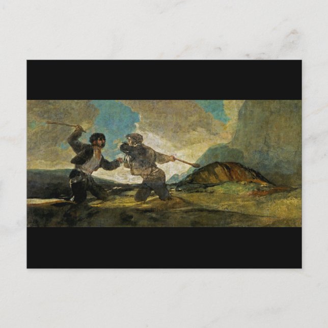 Kampf mit Cudgels von Francisco Goya c 1820 Postkarte (Vorderseite)