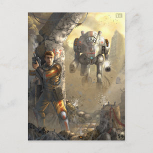 Kampf mit dem Roboter Postkarte