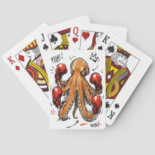 Kampf Runde 1 Boxen Oktopus – Fett Handgezeichnet Spielkarten