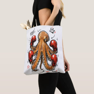 Kampf Runde 1 Boxen Oktopus – Fett Handgezeichnet Tasche