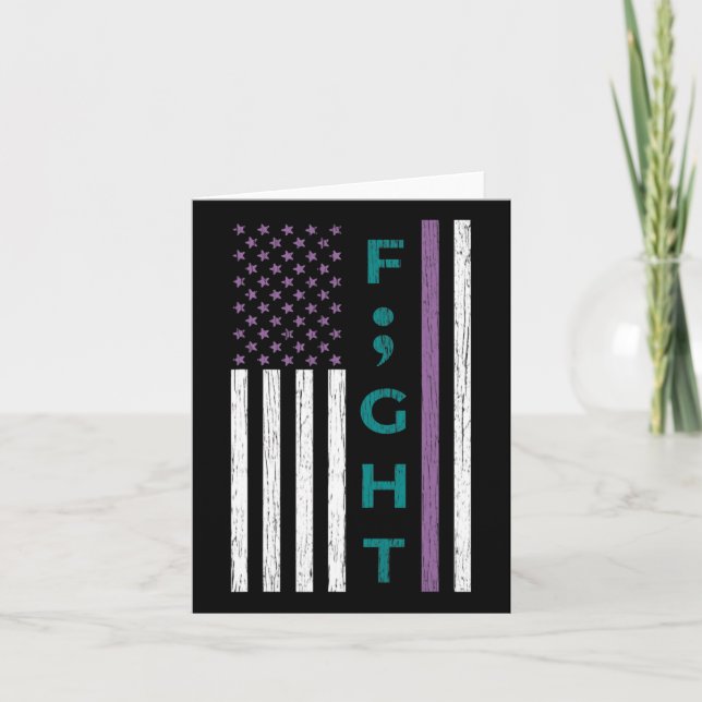 Kampf Semicolon Flag Suicide Bewusstsein Mentale H Karte (Vorderseite)