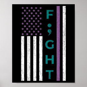 Kampf Semicolon Flag Suicide Bewusstsein Mentale H Poster