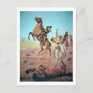 Kampf um das Wasserloch (farbige Litho) Postkarte