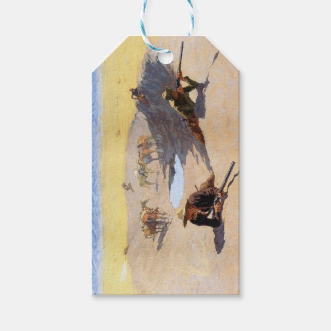 Kampf um das Wasserloch (von Frederic Remington) Geschenkanhänger (Vorderseite)