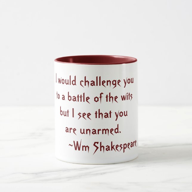 Kampf um das Zitat von Shakespeare Rot und Weiß Tasse (Zentrum)
