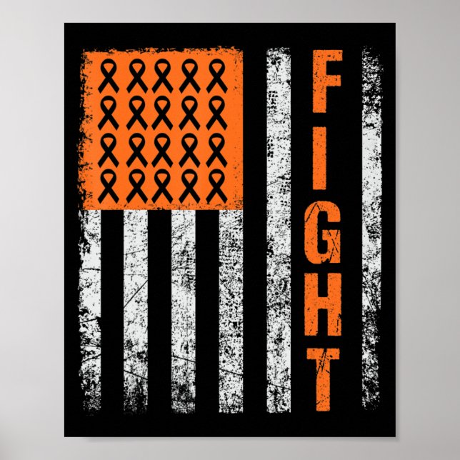 Kampf.Unterstützung für Leukämie Awareness orange  Poster (Vorne)