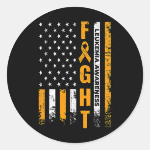 Kampf USA Flag Leukemia Awareness Cancer Survivor Runder Aufkleber